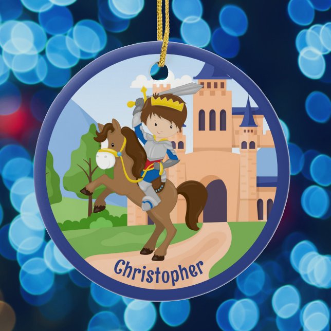 Custom Knight in Shining Armour Kids Christmas Ceramic Ornament (Creator Uploaded)