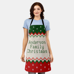 Custom Knitted Sweater Design Family Christmas Apron
