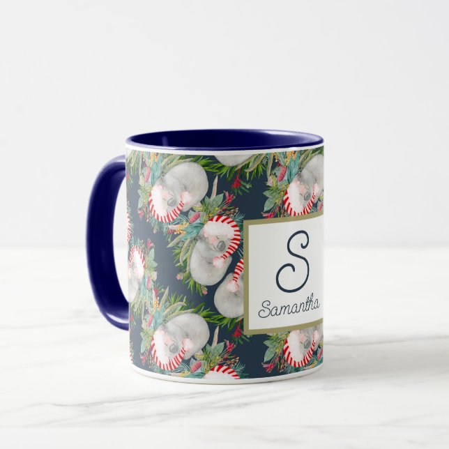 Custom Koala Christmas Blue Mug (Front Left)