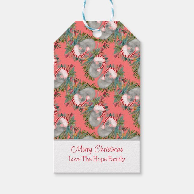 Custom Koala Christmas Pink Gift Tags (Front)