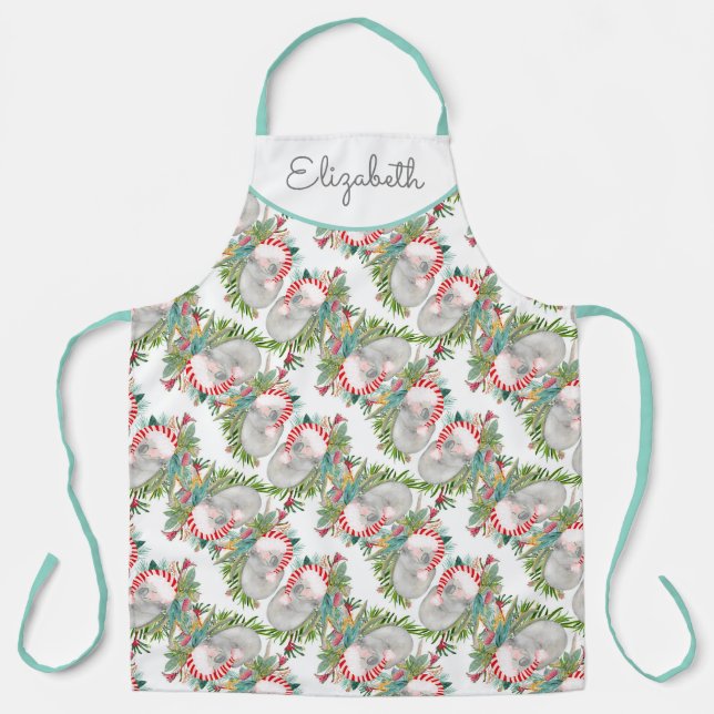 Custom Koala Christmas White Apron (Front)