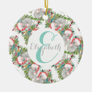 Custom Koala Christmas White Ceramic Ornament