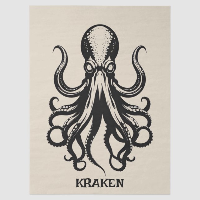 Custom Kraken Octopus Squid Name Decoupage  Tissue Paper (Front)