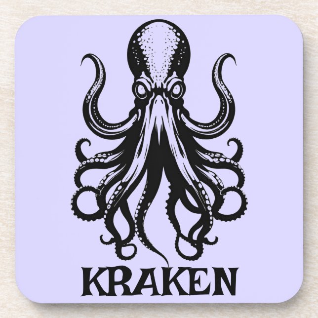 Custom Kraken Octopus Squid Name Personalised Coaster (Front)