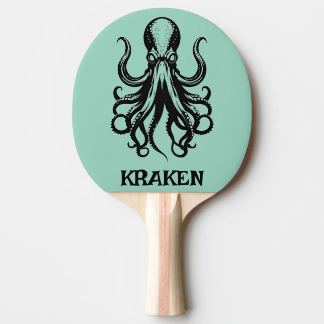 Custom Kraken Octopus Squid Name Personalised Ping Pong Paddle (Front)