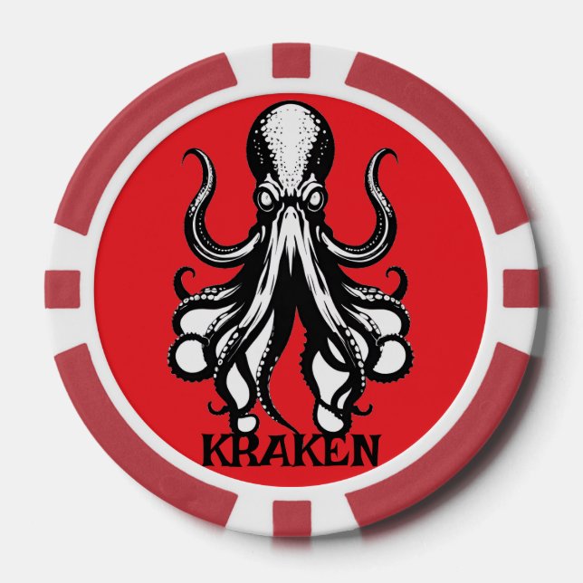 Custom Kraken Octopus Squid Name Personalised Poker Chips (Front)