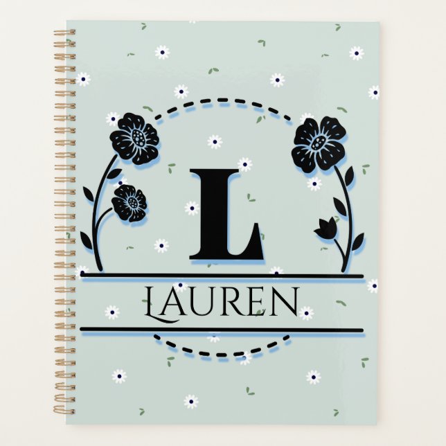 Custom L Name Planner, Flower Planner (Front)