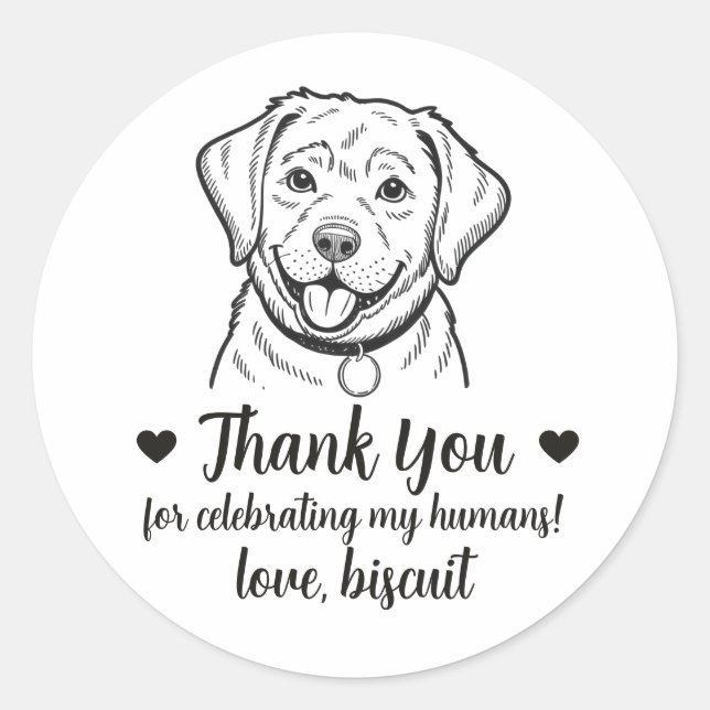 Custom Lab Dog Wedding Favour Stickers (Front)