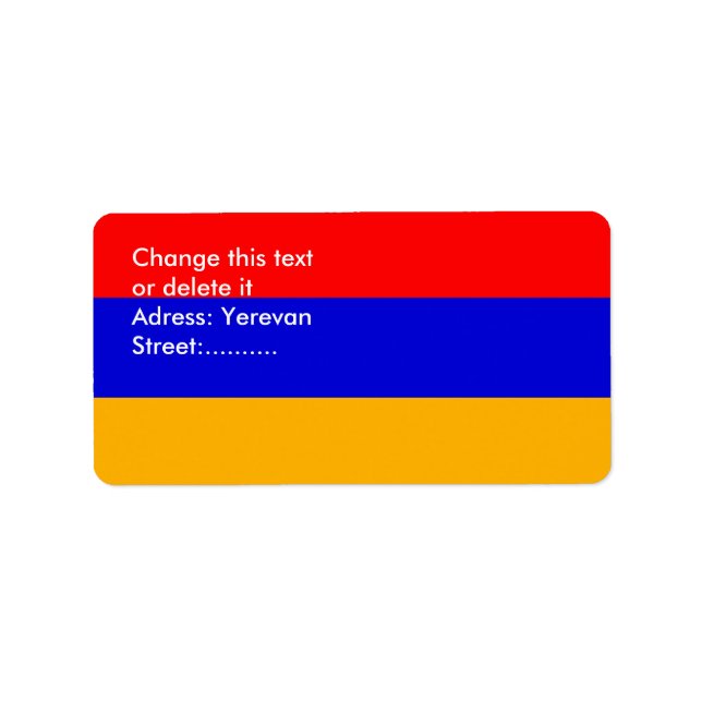 Custom Label with Flag of Armenia (Front)