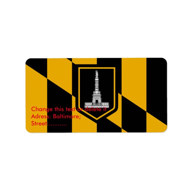 Custom Label with Flag of Baltimore, U.S.A. (Front)