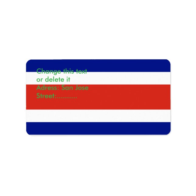 Custom Label with Flag of Costa Rica (Front)