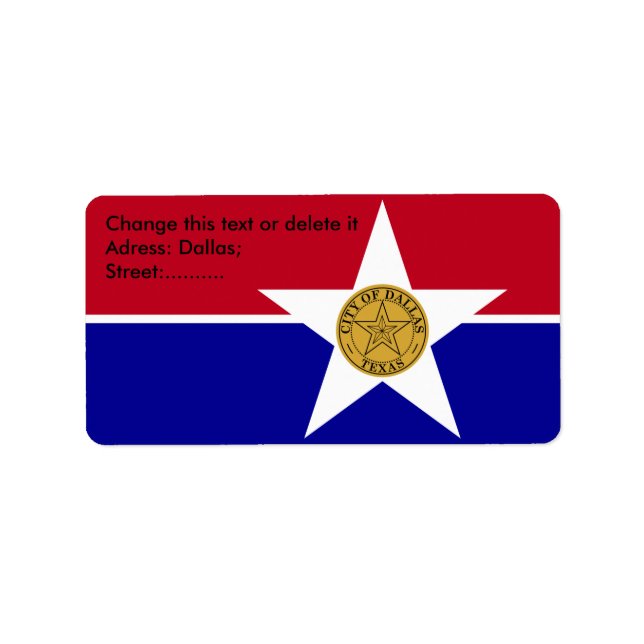 Custom Label with Flag of Dallas, U.S.A. (Front)