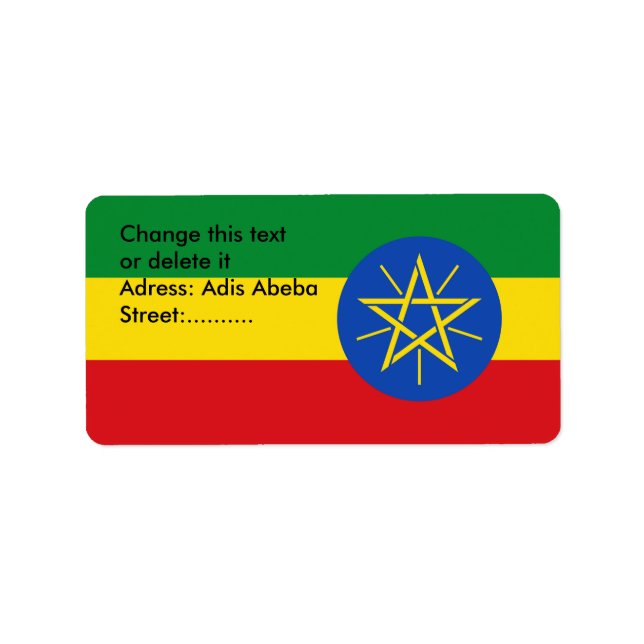 Custom Label with Flag of Ethiopia (Front)
