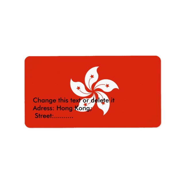 Custom Label with Flag of Hong Kong (Front)