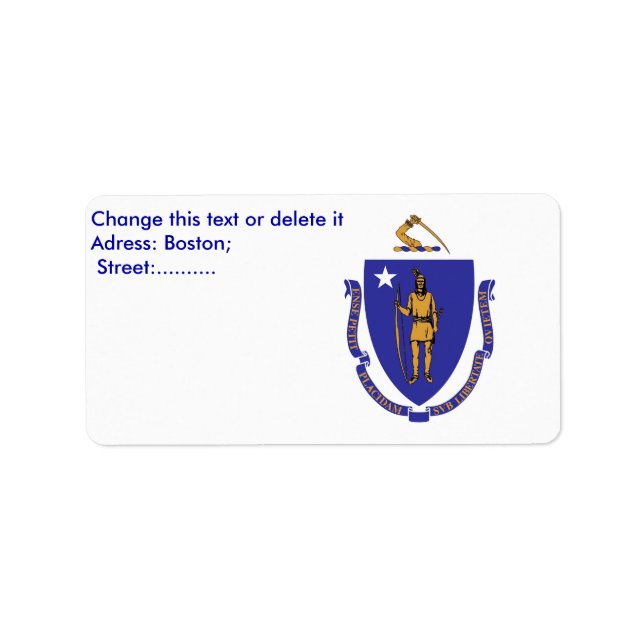 Custom Label with Flag of Massachusetts, U.S.A. (Front)