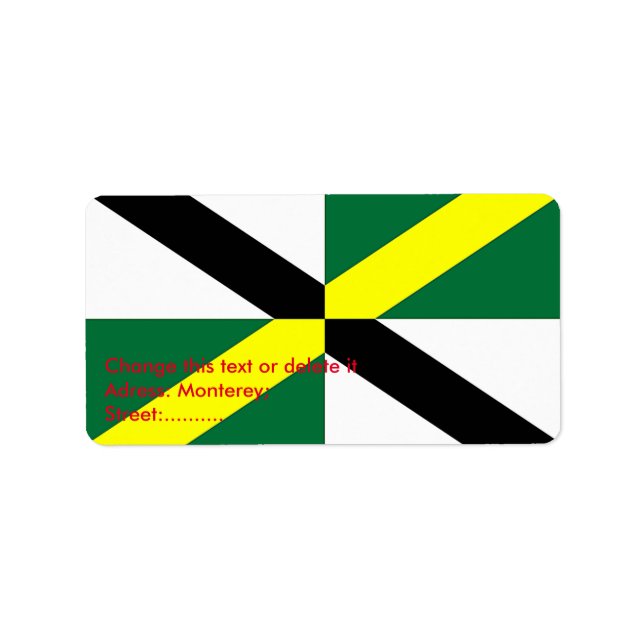 Custom Label with Flag of Monterey, U.S.A. (Front)