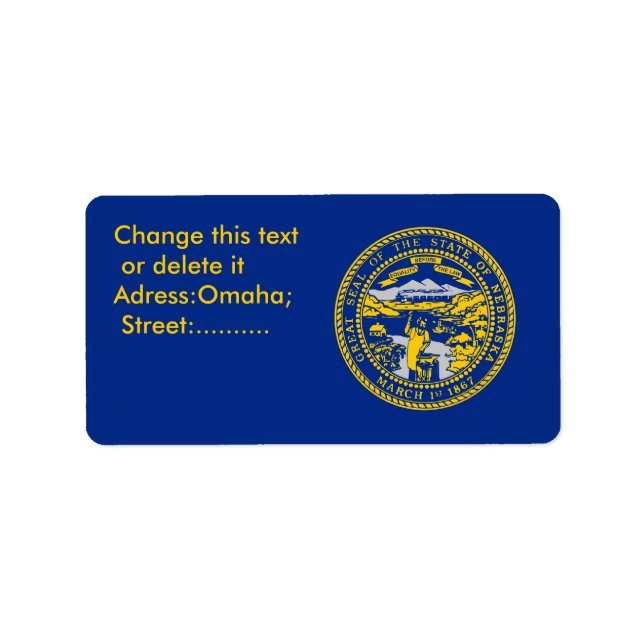 Custom Label with Flag of Nebraska, U.S.A. (Front)