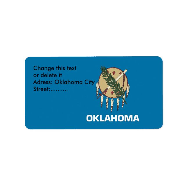 Custom Label with Flag of OKlahoma, U.S.A. (Front)