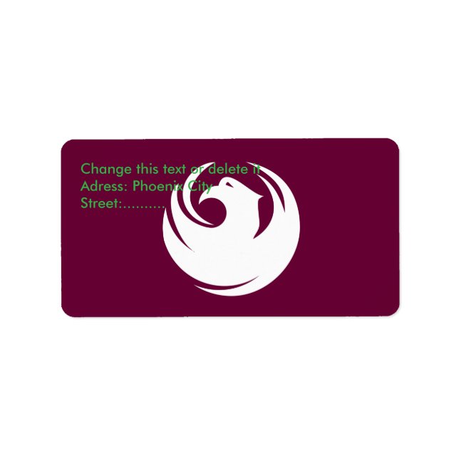 Custom Label with Flag of Phoenix City, Arizona (Front)