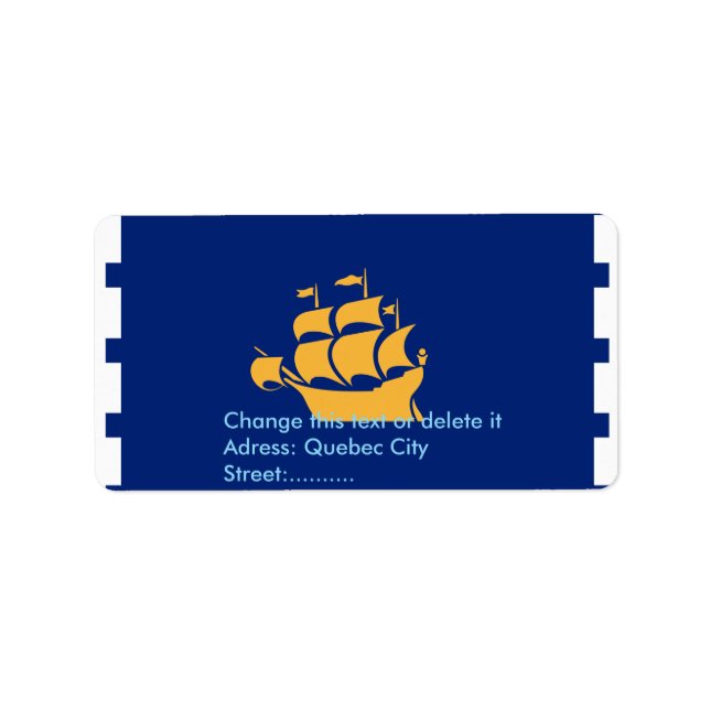 Custom Label with Flag of Quebec City, Canada (Front)