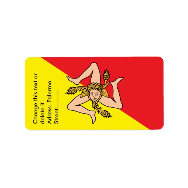 Custom Label with Flag of Sicily, Italy (Front)