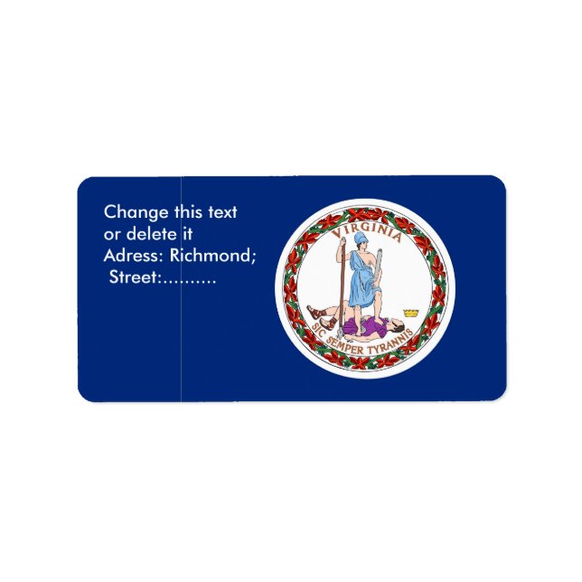 Custom Label with Flag of Virginia, U.S.A. (Front)