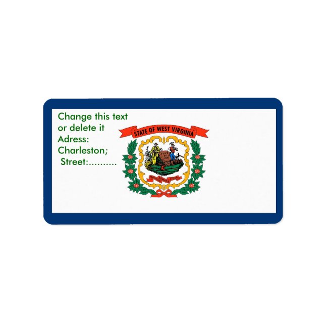 Custom Label with Flag of West Virginia, U.S.A. (Front)