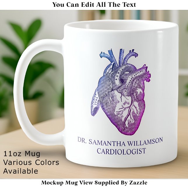 Custom Labelled Vintage Anatomical Heart, Multi Coffee Mug (Creator Uploaded)