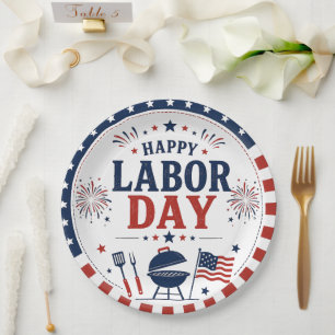 Custom Labour Day Paper Plates for Patriotic BBQ 