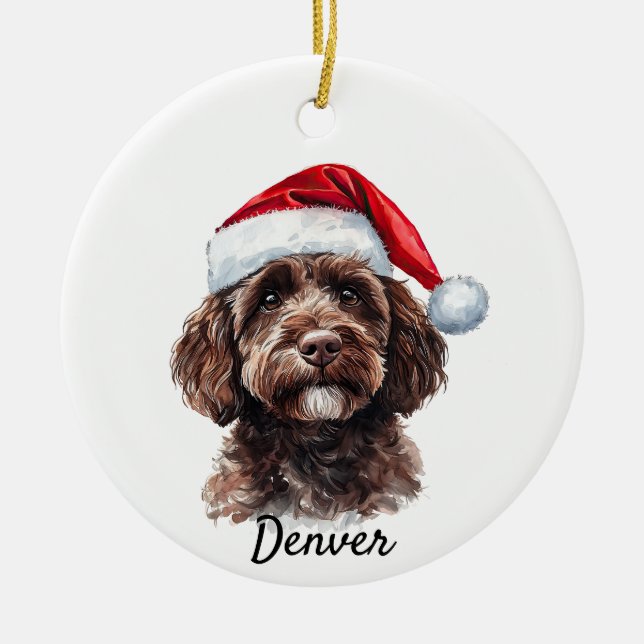 Custom Labradoodle Ceramic Ornament (Front)