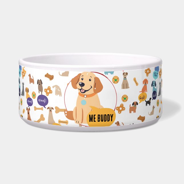 Custom Labrador Dog Bowl – Funny Woof Design  (Front)