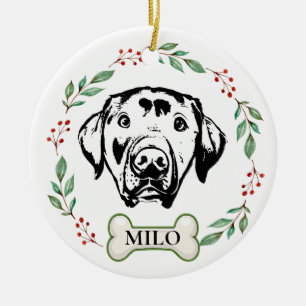Custom Labrador Dog Personalised Hand Drawing Ceramic Ornament
