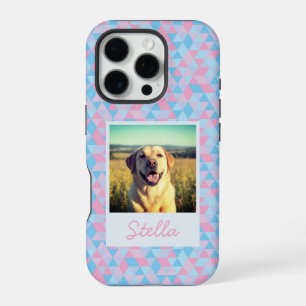 Custom Labrador Photo Name Pastel Geometric iPhone 16 Pro Case