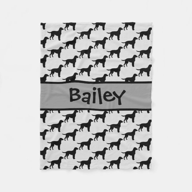 Custom Labrador Retriever Dog Silhouette Fleece Blanket (Front)