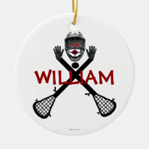 Custom Lacrosse Cartoon Ceramic Tree Decoration