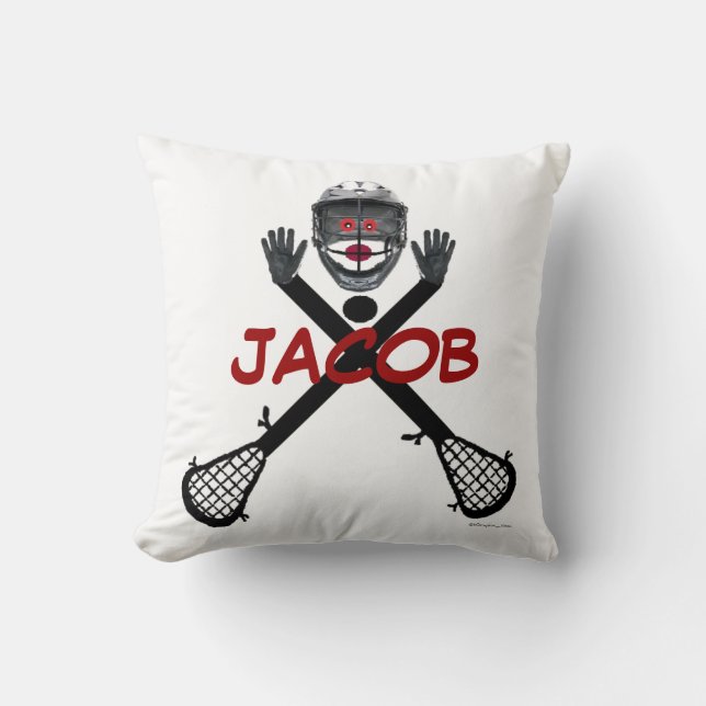 Custom Lacrosse Player Cartoon Cushion (Front)
