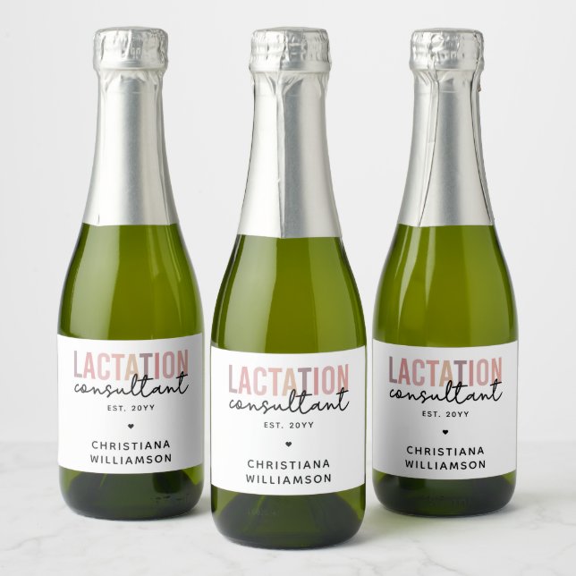 Custom Lactation Consultant Specialist IBCLC Sparkling Wine Label (Bottles)