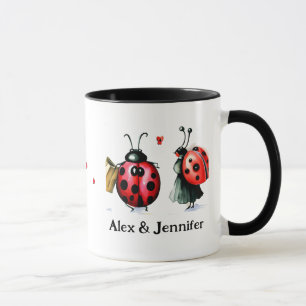 Custom Lady Bug Couple Names Personalised Mug