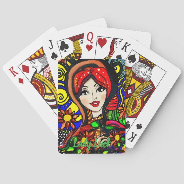 Custom Lady Luck 3 Couple's Game Night  Playing Cards (Back)