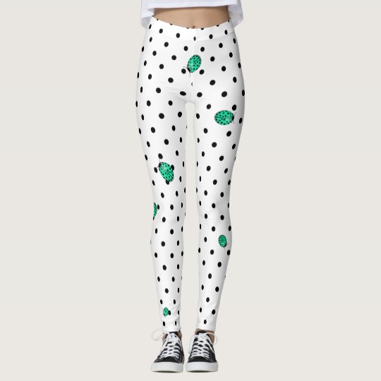 Custom Ladybug in teal blue-green Leggings
