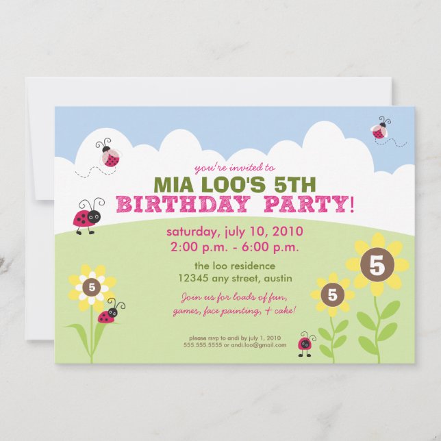 :custom: Ladybug/Sunflower Birthday Party Invite (Front)