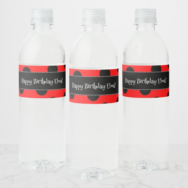 Custom Ladybug Water Bottle Labels (Bottles)