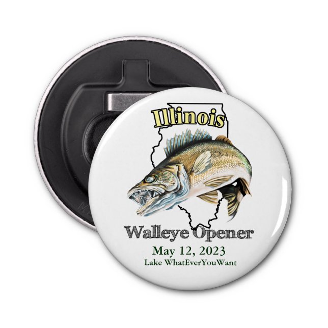 Custom Lake and Date Illinois Walleye Opener (Front)