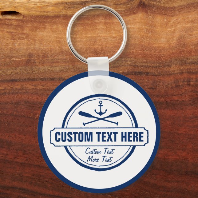 Custom Lake, Beach House & Boat Nautical Anchor Key Ring (Front)