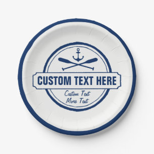 Custom Lake, Beach House & Boat Nautical Anchor Paper Plate