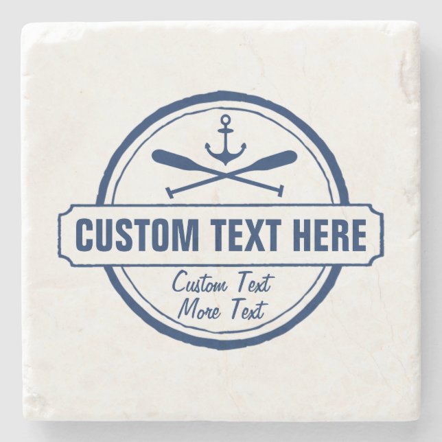 Custom Lake, Beach House & Boat Nautical Anchor Stone Coaster (Front)