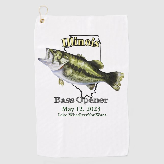 Custom Lake/Date Illinois Bass Fishing Towel (Front)