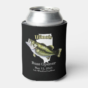 Custom Lake/Date Illinois Bass Opener Dark Can Cooler