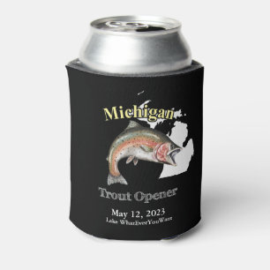 Custom Lake/Date Michigan Trout Opener Dark Can Cooler