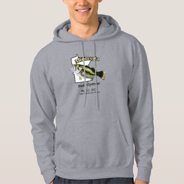 Custom Lake/Date Minnesota Bass Opener Light Hoodie (Front)